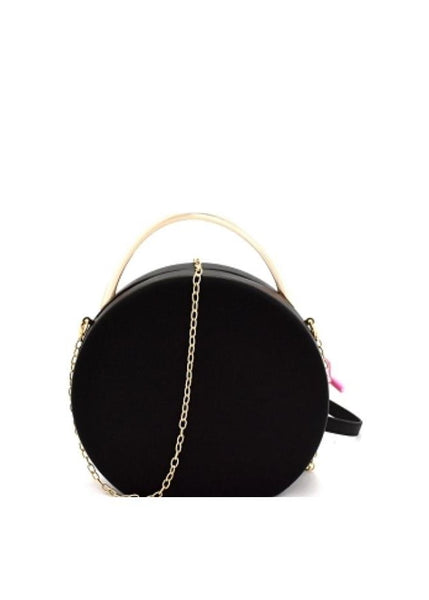 Round black clutch deals bag