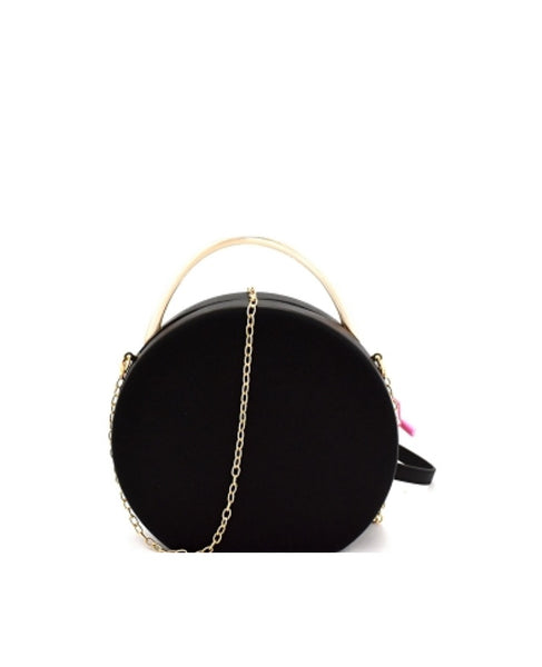 Black Round Clutch Shoulder Bag From Anny