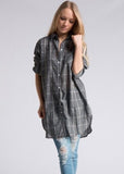 Gray Plaid Oversize Button Down Shirt