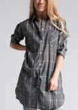 Gray Plaid Oversize Button Down Shirt