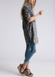 Gray Plaid Oversize Button Down Shirt