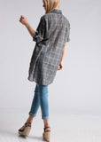 Gray Plaid Oversize Button Down Shirt