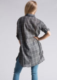 Gray Plaid Oversize Button Down Shirt