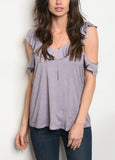 Lilac Cold Shoulder Top