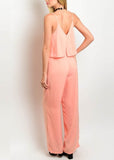 Coral V-Neck Jumpsuit