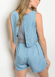 Chambray Lace Romper