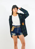 Oversize Plaid Patch Top