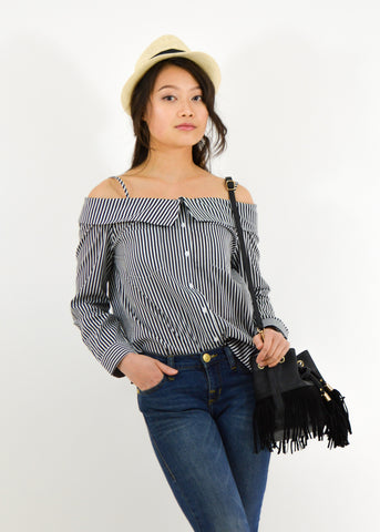 Off-Shoulder Striped Tunic