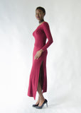 Long Sleeve Side Slit Maxi Dress