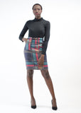 Belted Plaid Wool Skirt
