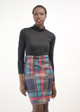 Belted Plaid Wool Skirt