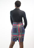 Belted Plaid Wool Skirt
