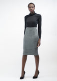 Faux Suede Stretch Midi Skirt