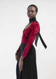 Floral Velvet V Neck Bodysuit