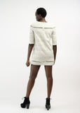 Ivory Silver Textured Shift Dress
