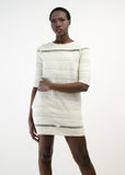 Ivory Silver Textured Shift Dress