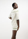 Ivory Silver Textured Shift Dress