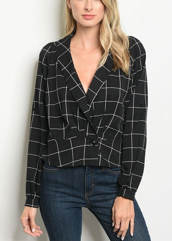 Black and White Checkered Blouse