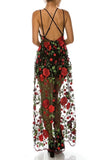 Embroidered Rose Maxi