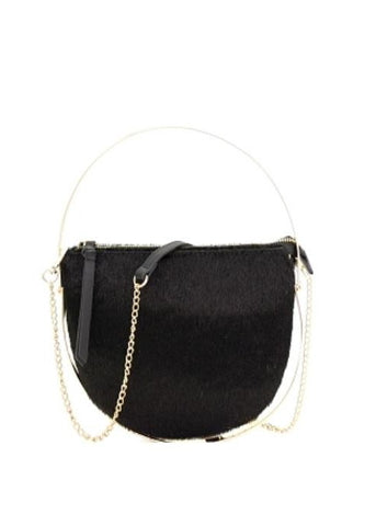Semi-Circle Faux Fur Crossbody Bag