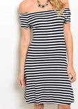 Off Shoulder Stripe Dress