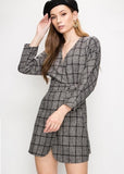 Plaid Structure Wrap Dress