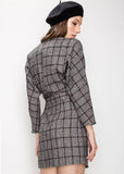 Plaid Structure Wrap Dress