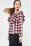 Ruffle Plaid Top