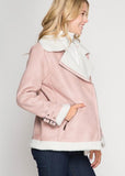 Faux Shearling Suede Rider Jacket