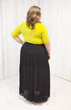 Pleated Double Slit Maxi Skirt - Plus