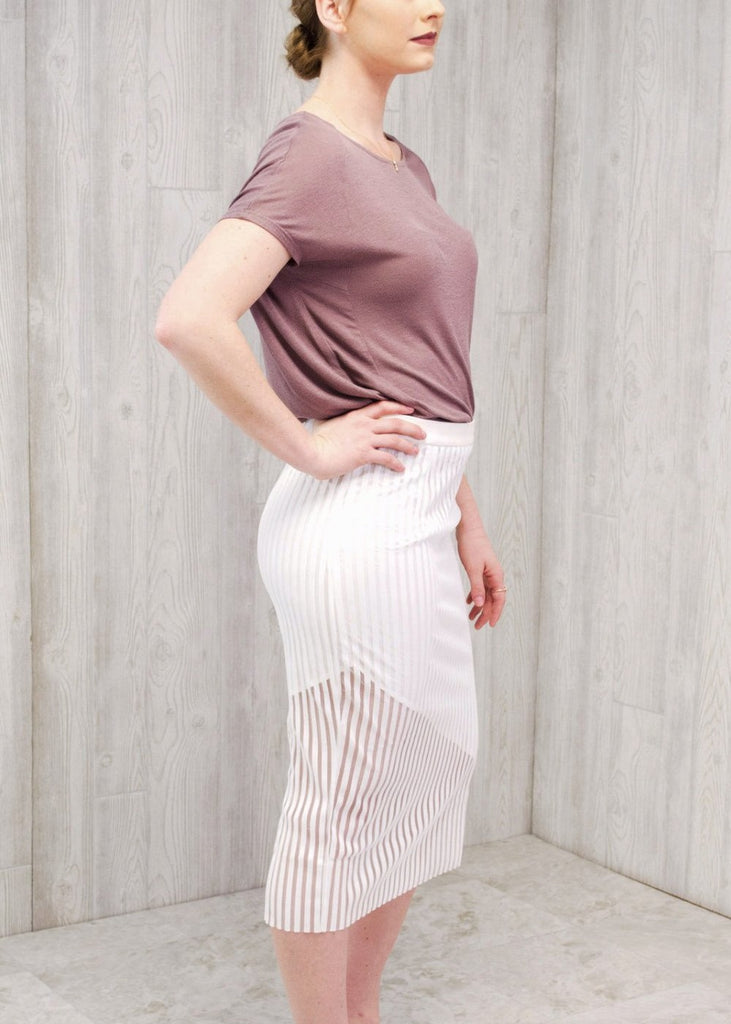 White Stripe Pencil Skirt