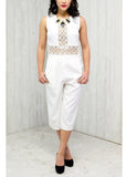 White Lace Panel Jumpsuit