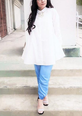 White Button Up Top with Pockets