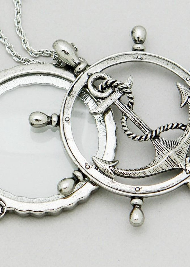 Anchor Mirror Ship Magnifying Glass Necklace