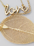 Layered Love-Leaf Necklace Set